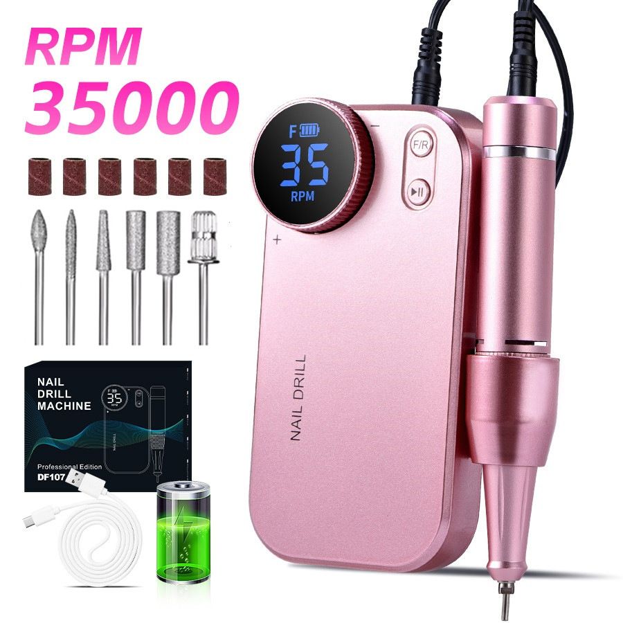 Duofu Popularity High Speed 35000 Rpm Wireless 2in1 Nail Drill for Travel