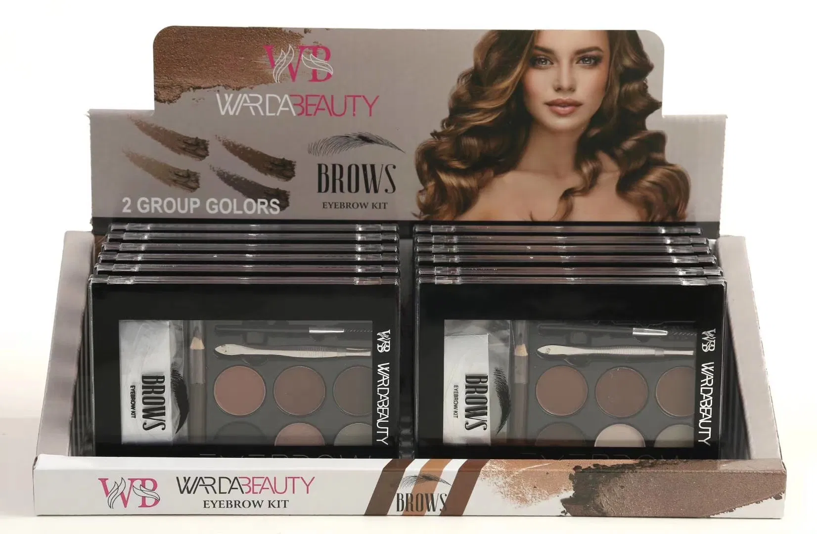 6 Long -Lasting Eyebrow Powder Shadow Shadow Palette with Soft Brush and Mirror