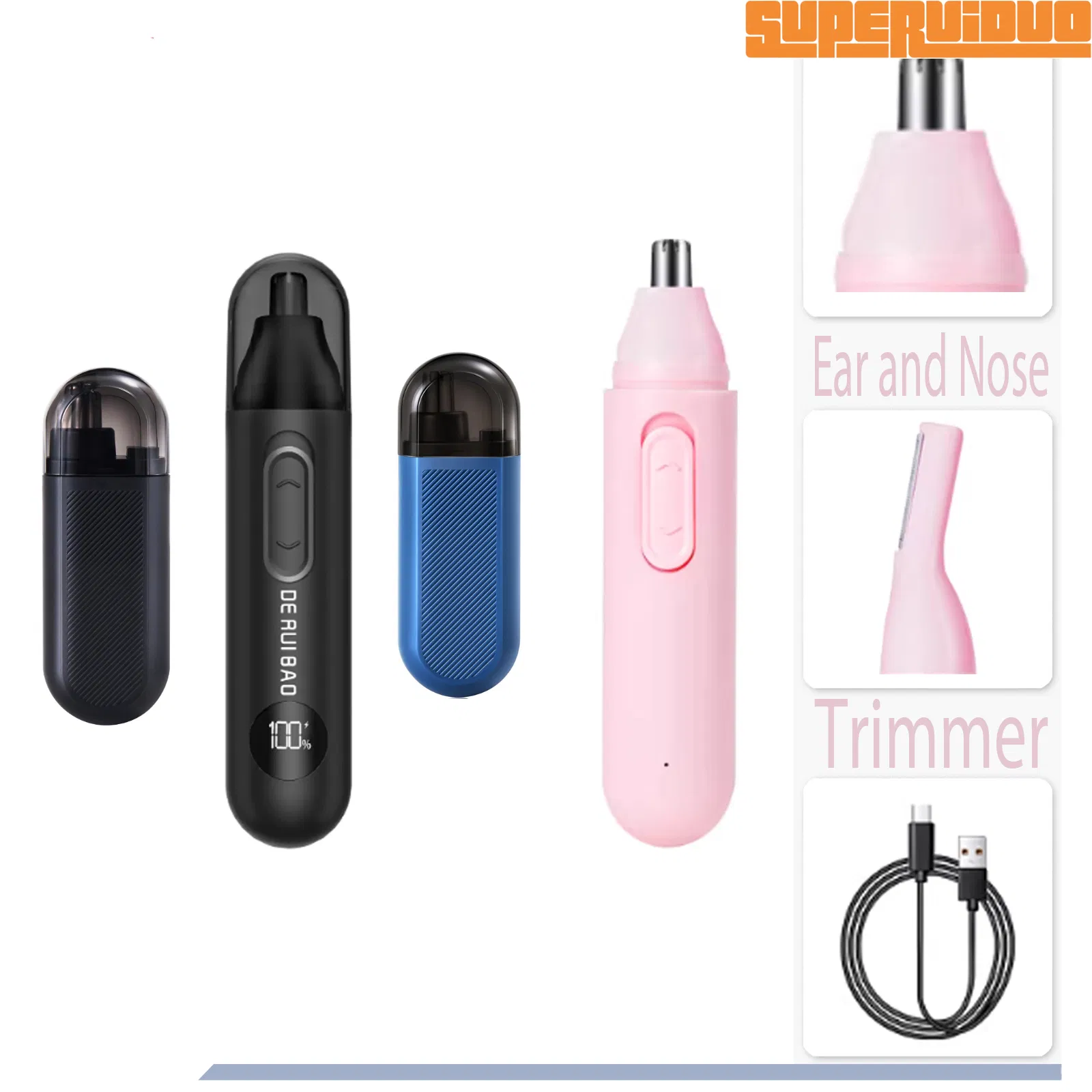Interchangeable Head Beauty Groomer Ear and Nose Trimmer