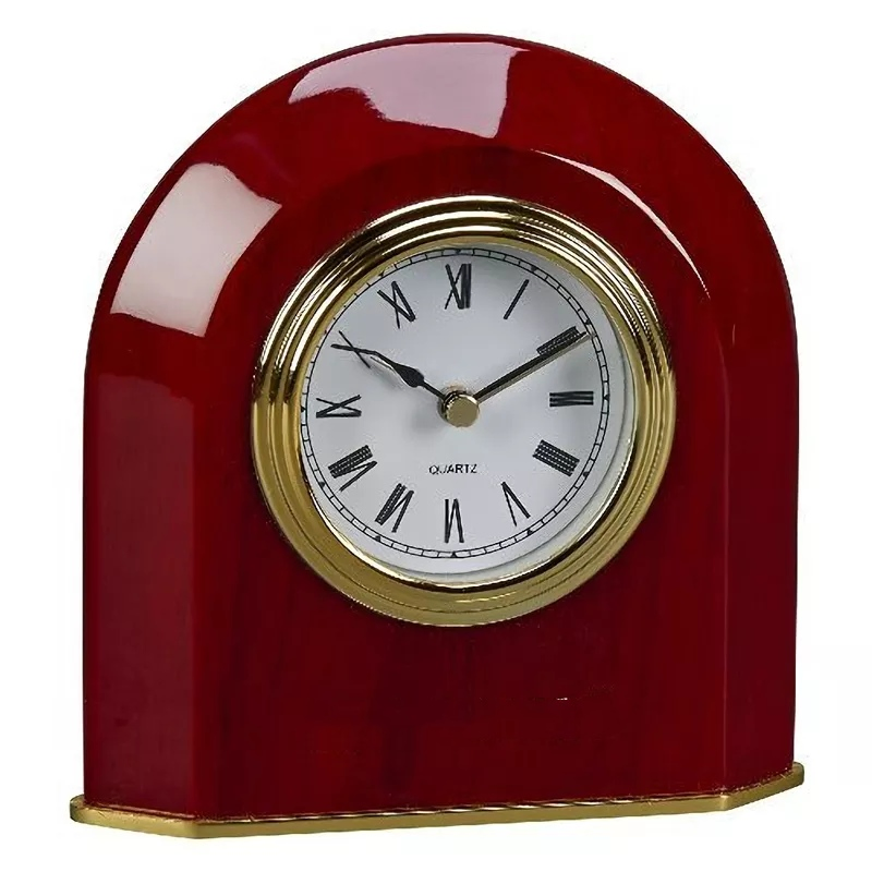 Rosewood Piano Finish Oval Wood Desk Clock