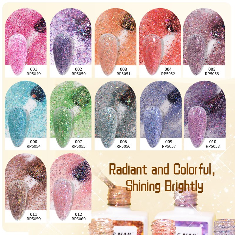 R S Nail OEM Wholesales Semipermanent Colorful Glitter 3 Step Gel Nail Paiting Gel Color UV LED Nails Function Gel Polish