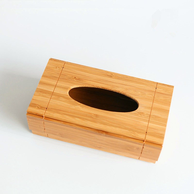 Wholesale Tissue Holder Bamboo Rectangular Napkin Tissue Box Foldable