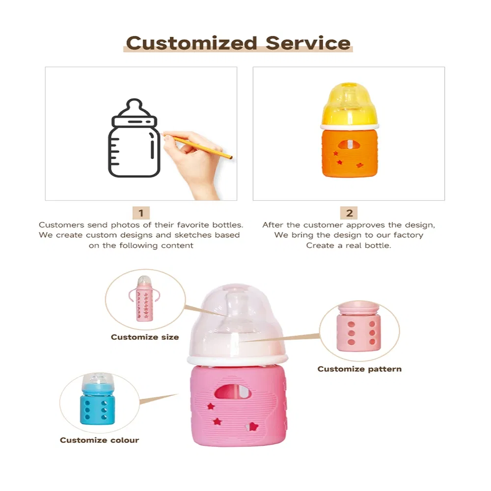 Exclusive Newborn 80ml Safe Silicone Seal Insulating Lid Glass Baby Bottle