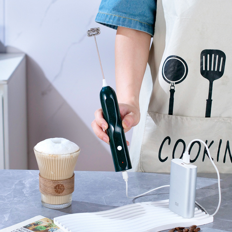 Handheld Milk Frother for Coffee Stainless Steel Coffee Frother Electric Drink Mixer Whisk Ergonomic Hand Frother with Stand