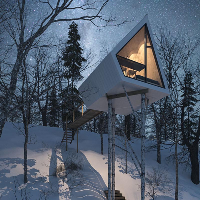 Prefab Resort Wooden House Outdoor Decoration Steel Structure Triangle Wood Homes