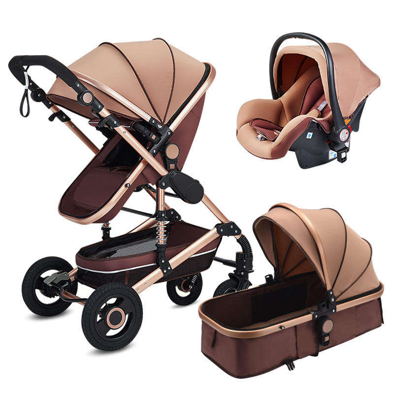 3-in-1 Carriage Baby Stroller with Car Seat Pram Foldable and Light Travel Buggy