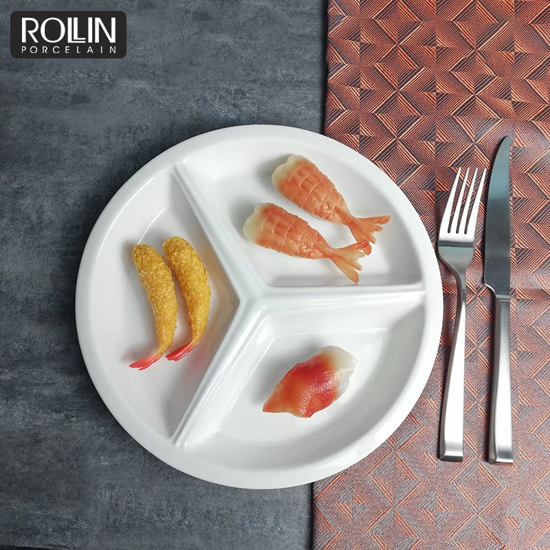 High Quality Divided Plate Porcelain Hotel Snack Plate