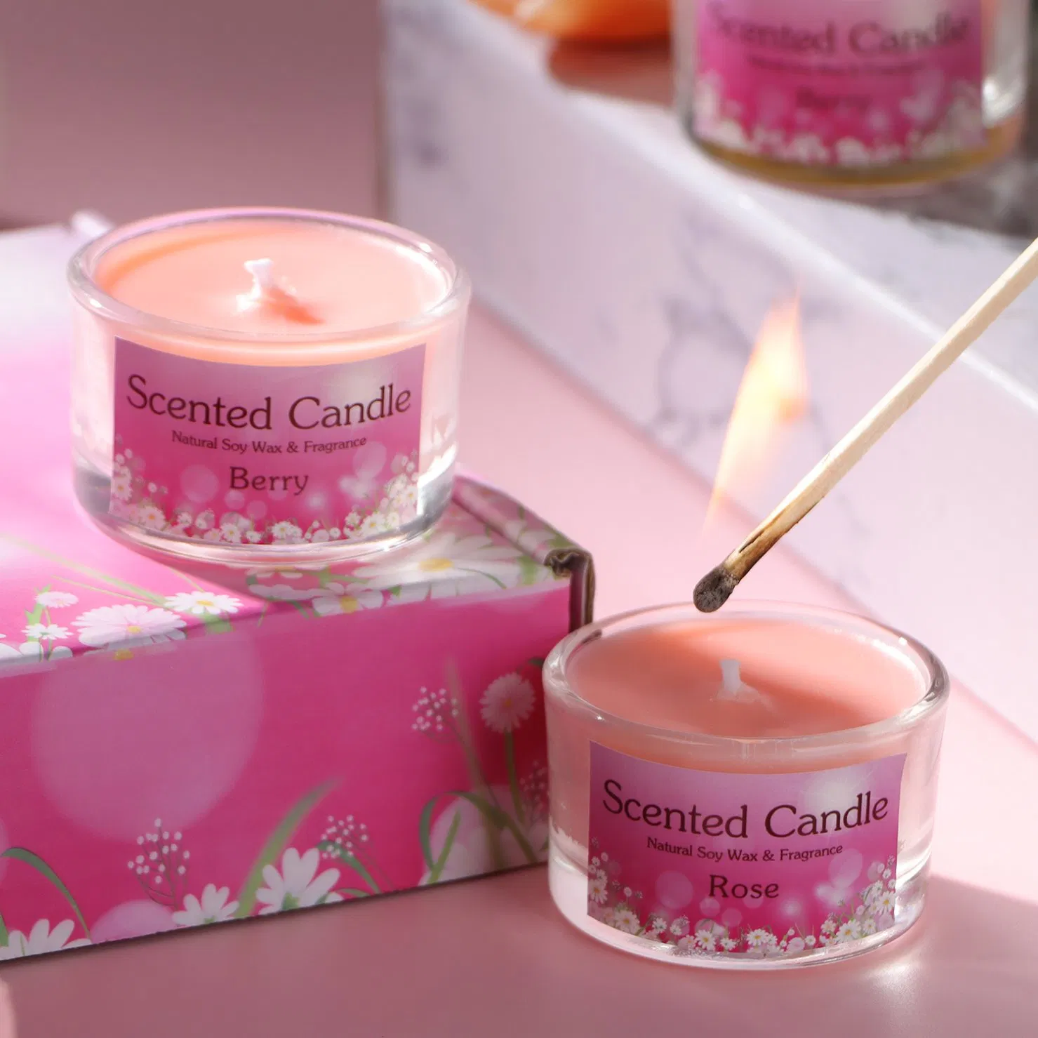 Vegan Coconut Wax Candle Refreshing Citrus & Basil Scent Toxin-Free