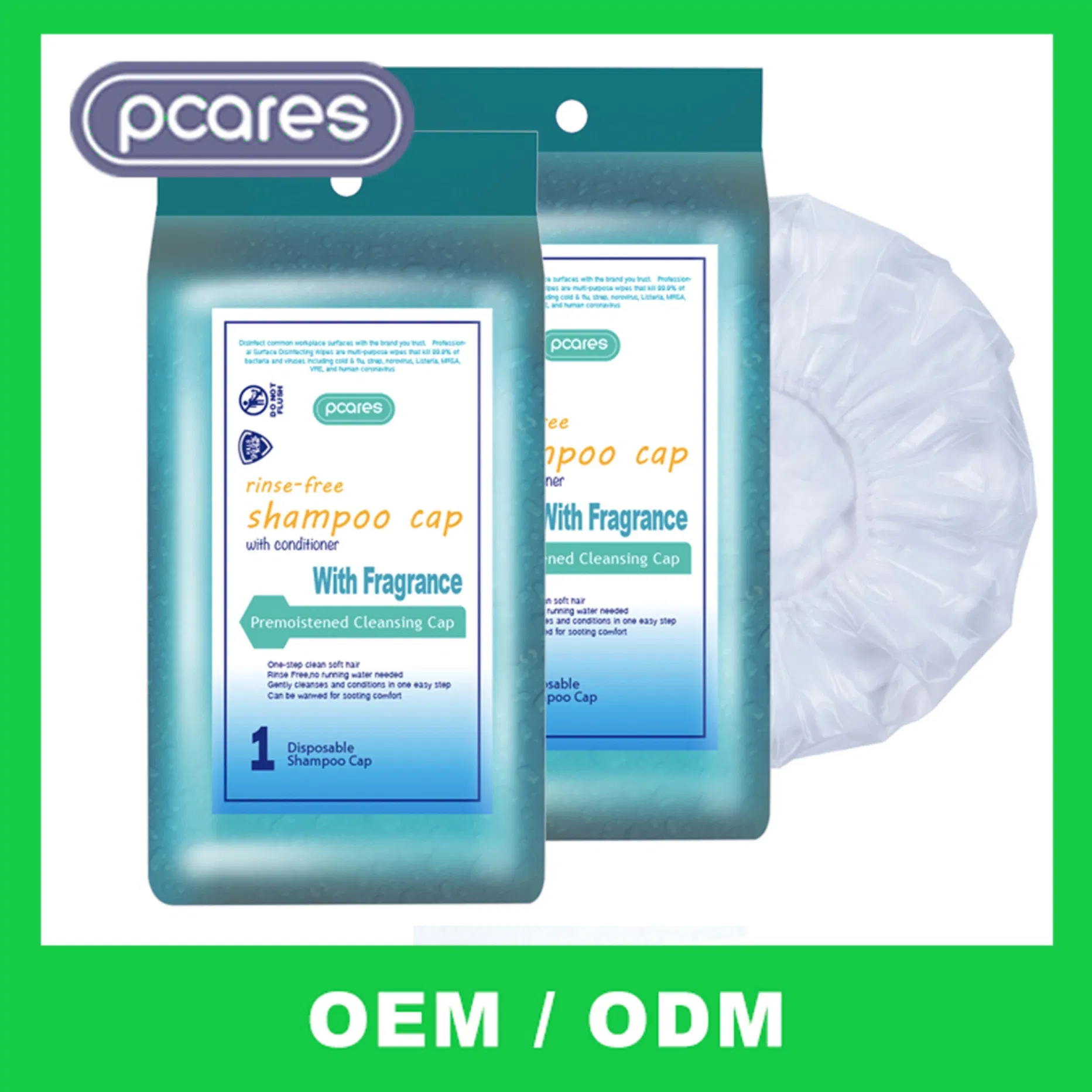 No Water Shampoo Caps 6 Pack 3 Scents Rinse Free Shower Cap for Elderly After Surgery Camping Pregnant