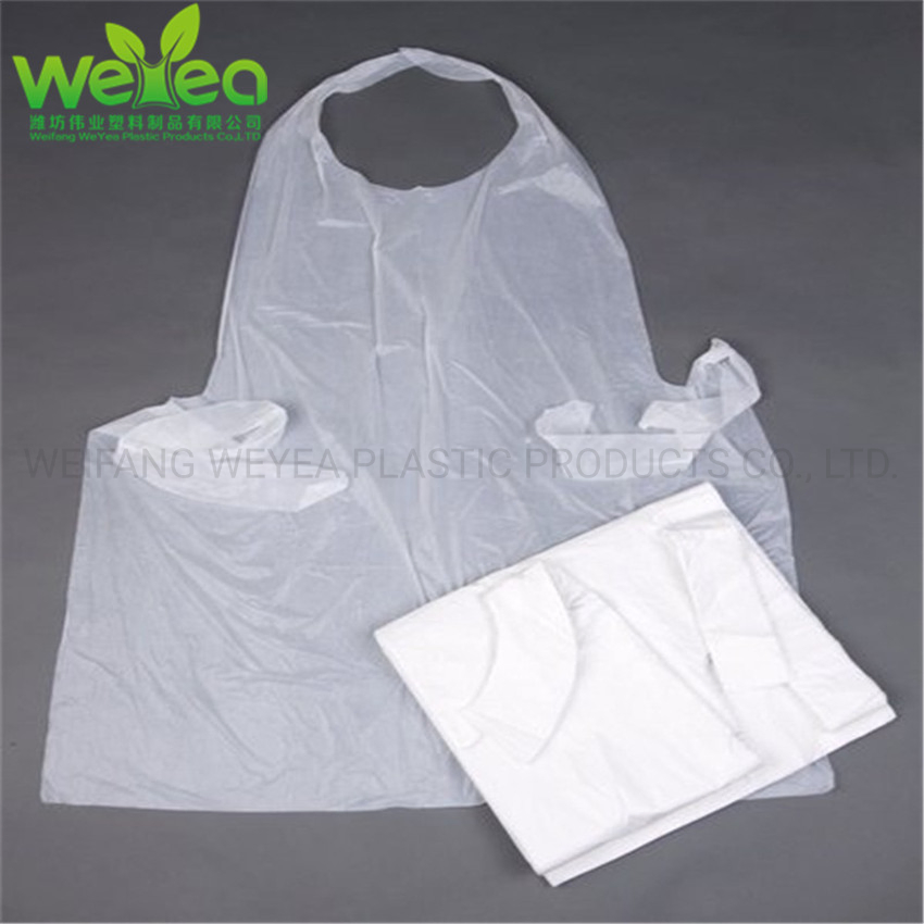 White Embossed Plastic Disposable PE HDPE LDPE CPE Kitchen Aprons