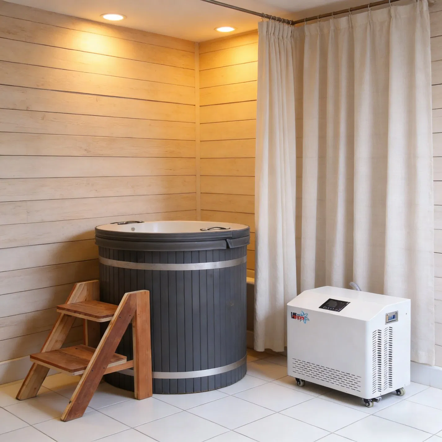 Деревянная ванна для ледяных ванн 1-2 человека с чиллером