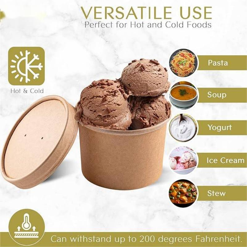 Бумажные контейнеры для еды 12 унций с крышками