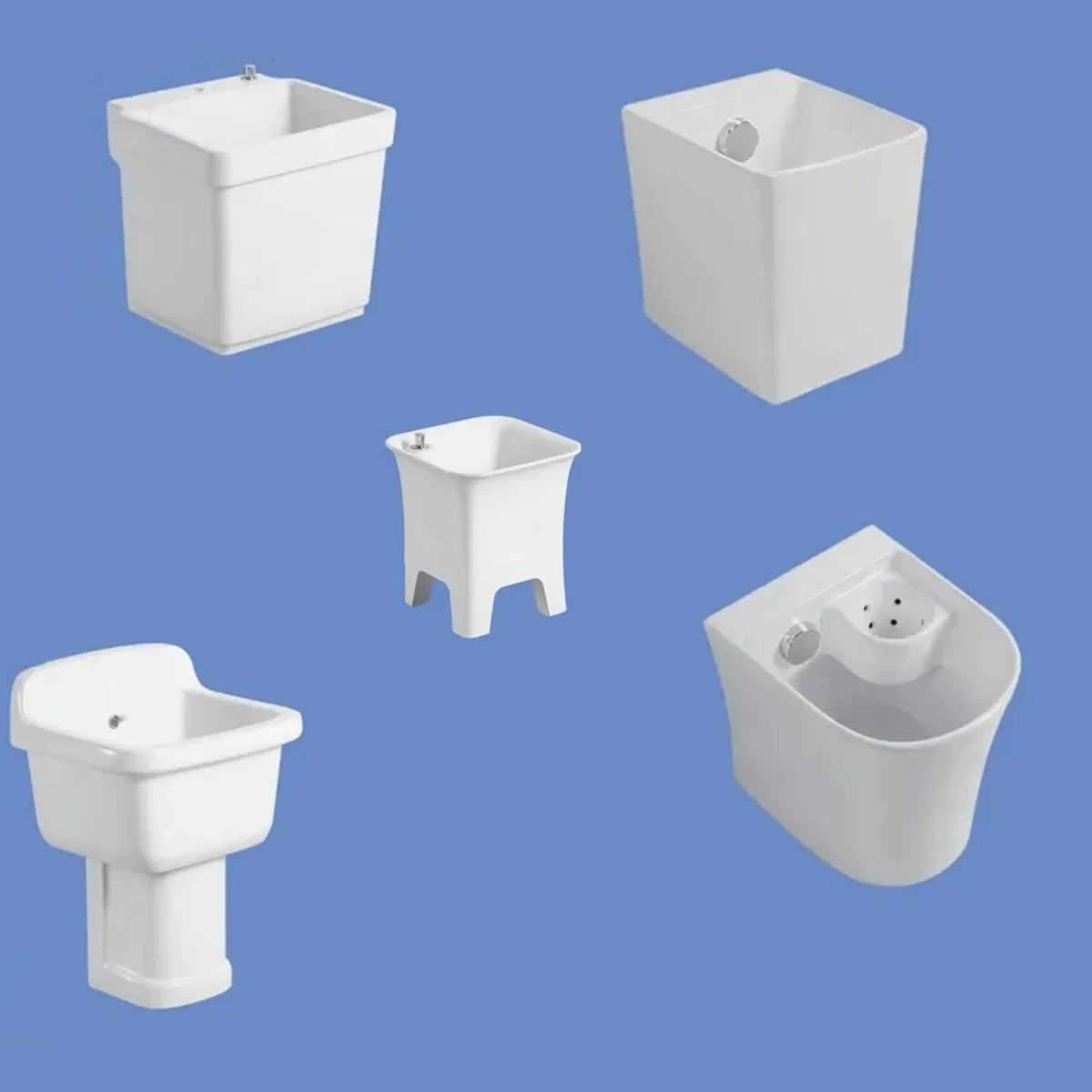 Wholesale White Glazed Ceramic Mop Tub Sink Outdoor Use Rectangular Shape