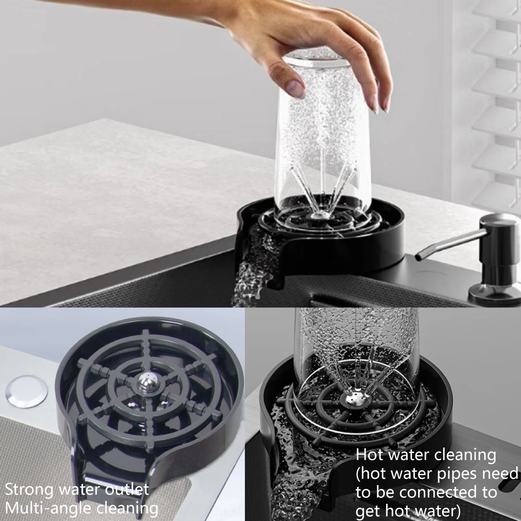 Modern Nano Scratch Resistant Double Bowl Stainless Steel Waterfall Style Kitchen Sink