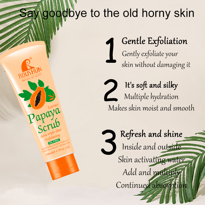 Roushun Papaya Exfoliating Gel Face and Body Scrub Private Label Acceptable
