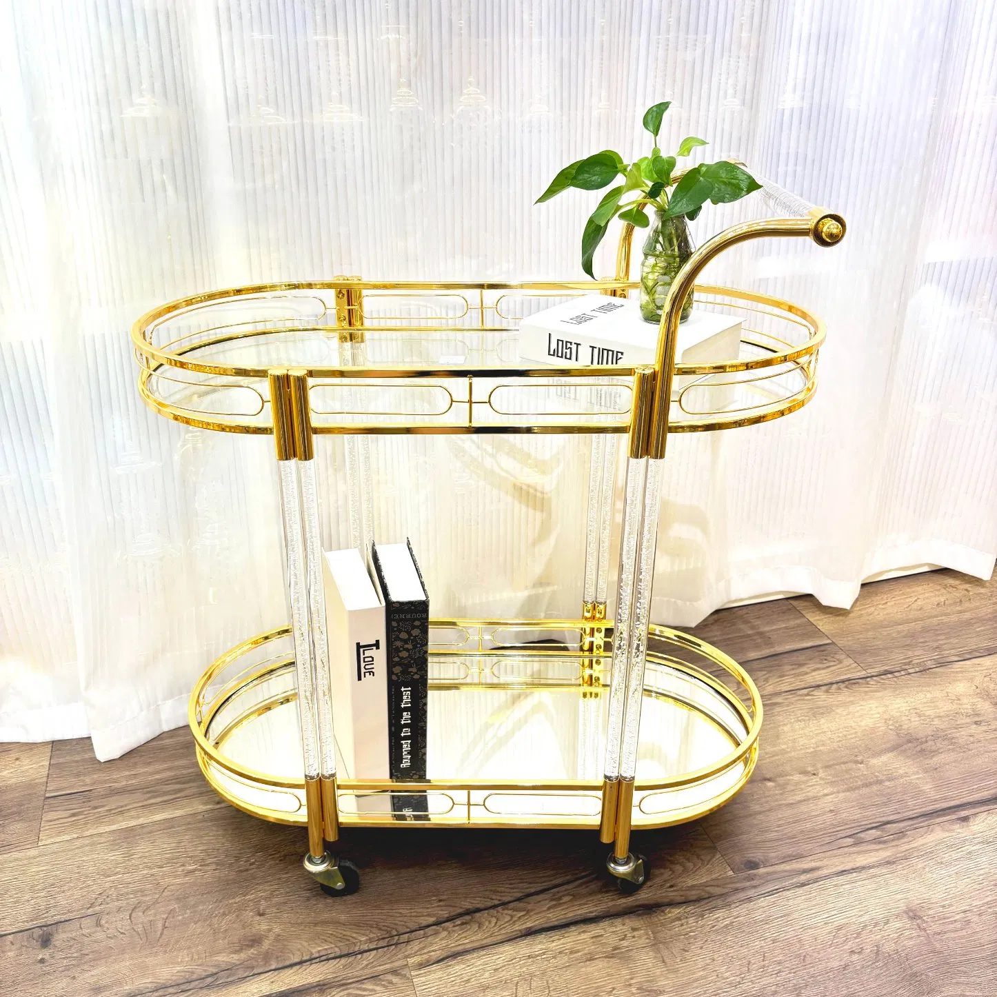 Luxury Mirror Arab Metal Dining Car Hotel Lobby Dining Car Handcart