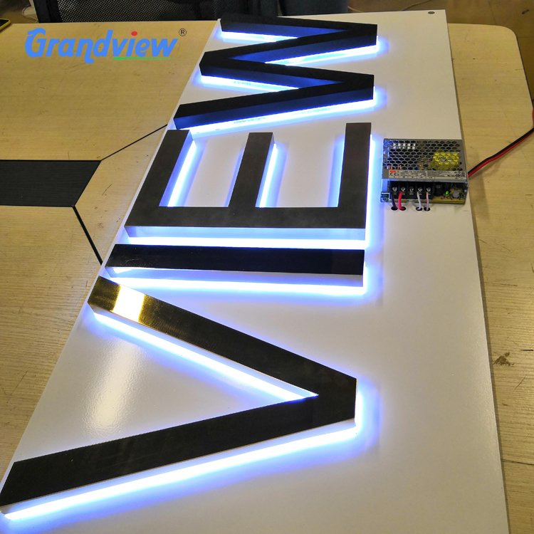 Stainless Steel Alphabet Logo Acrylic Backlit Letter Decorative Wall Mount LED Light up Illuminated House Numbers Sign