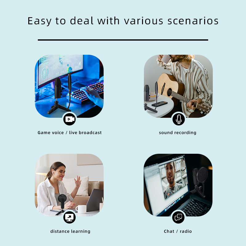 Professional Desktop USB Multi-Directional Condenser Recording Studio Equipment Microphone for PC