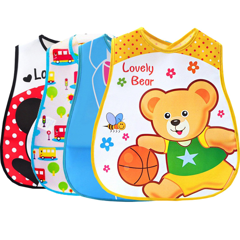 OEM Factory Eco-Friendly Waterproof Washable Reusable Durable Sleeveless PEVA Baby Bibs