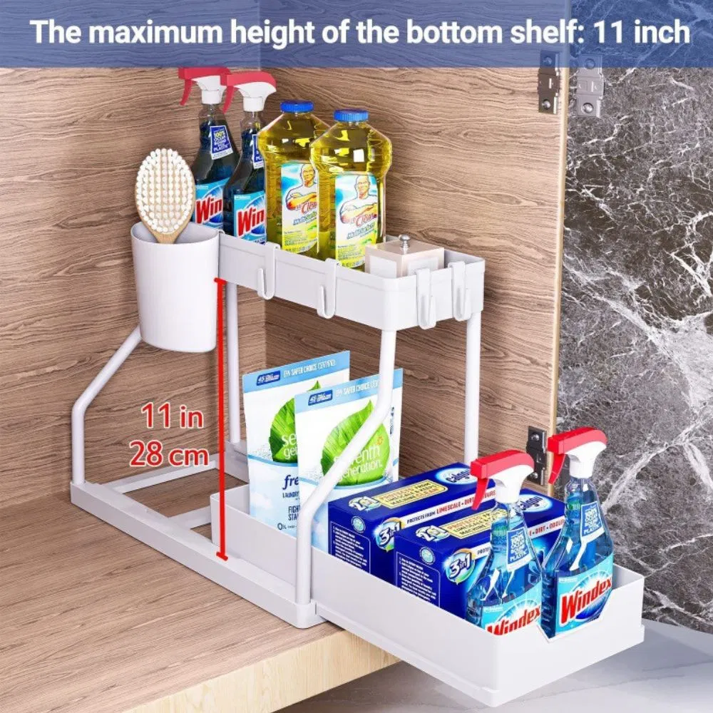 2 Pack Under Sink Organizer, Double Pull out Drawer Wyz28370