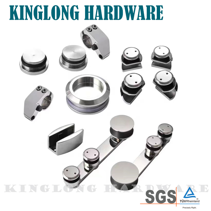 High Quality Stainless Steel Glass Door Hardware Fitting Door Screen Roller Hotel Office Sliding Glass Door Accessories