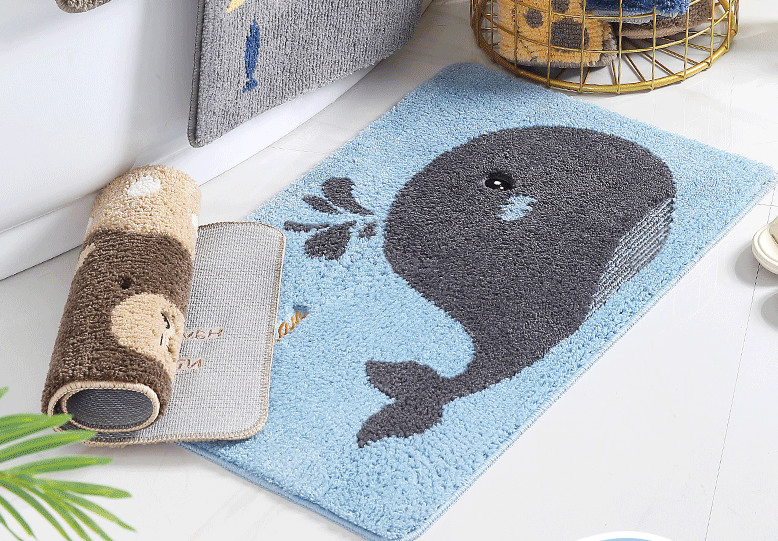 Comfortable Touching Luxury Shaggy Bathroom Flocked Fabric Mat