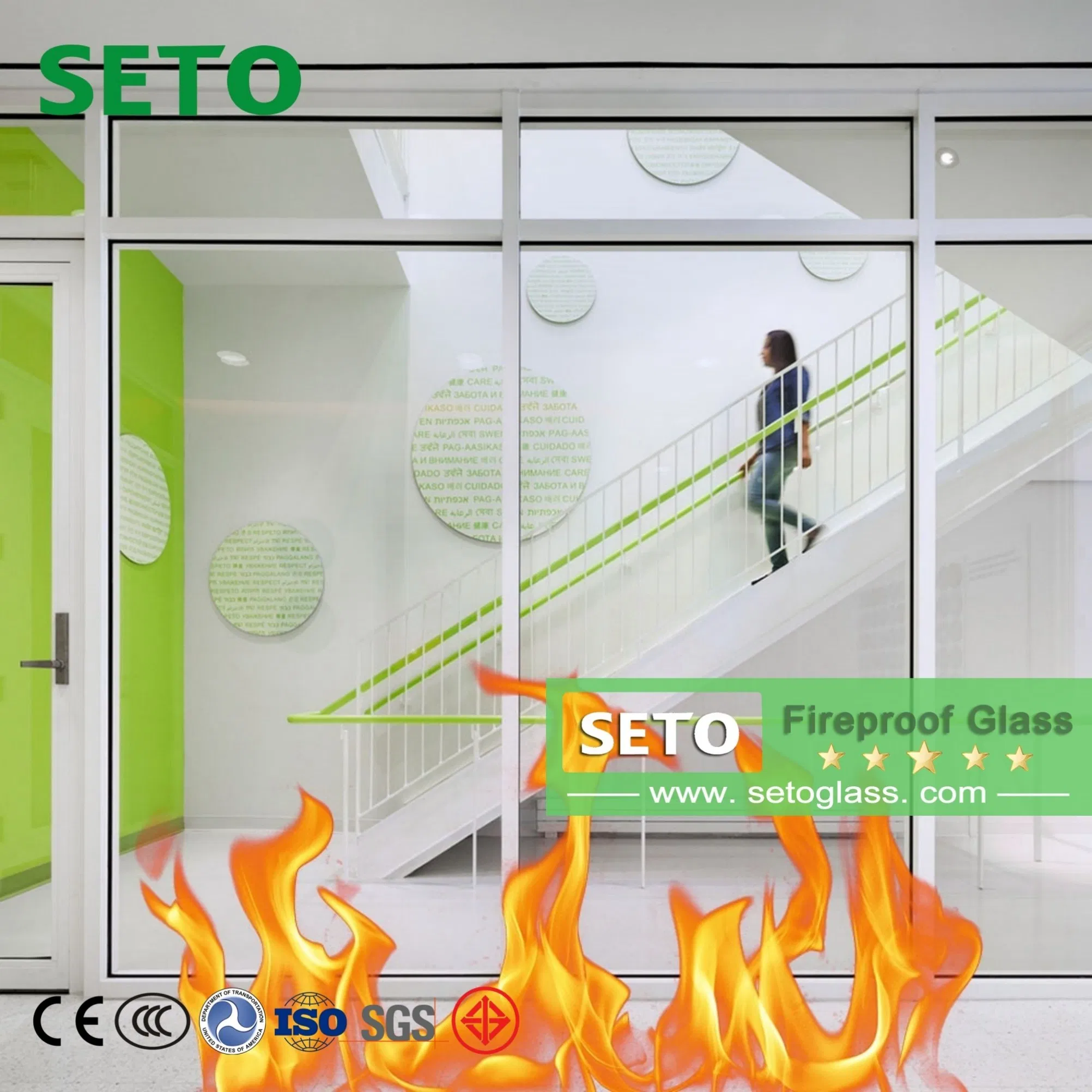 30min 60min 120min 180min Fire-Resistant Fireproof Fire Rated Glass for Partition Wall Window