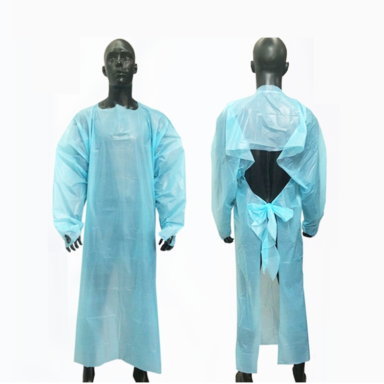 Disposable 45g CPE Plastic Waterproof Apron Gown with Sleeves