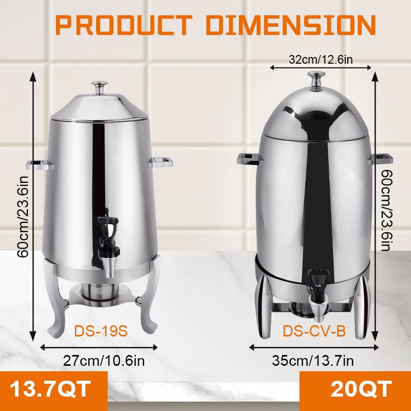 Daosheng High Quality Hotel Gold Stainless Steel 13L Hot Tea Coffee Restaurant Large Capacity Coffee Warmer Dispenser