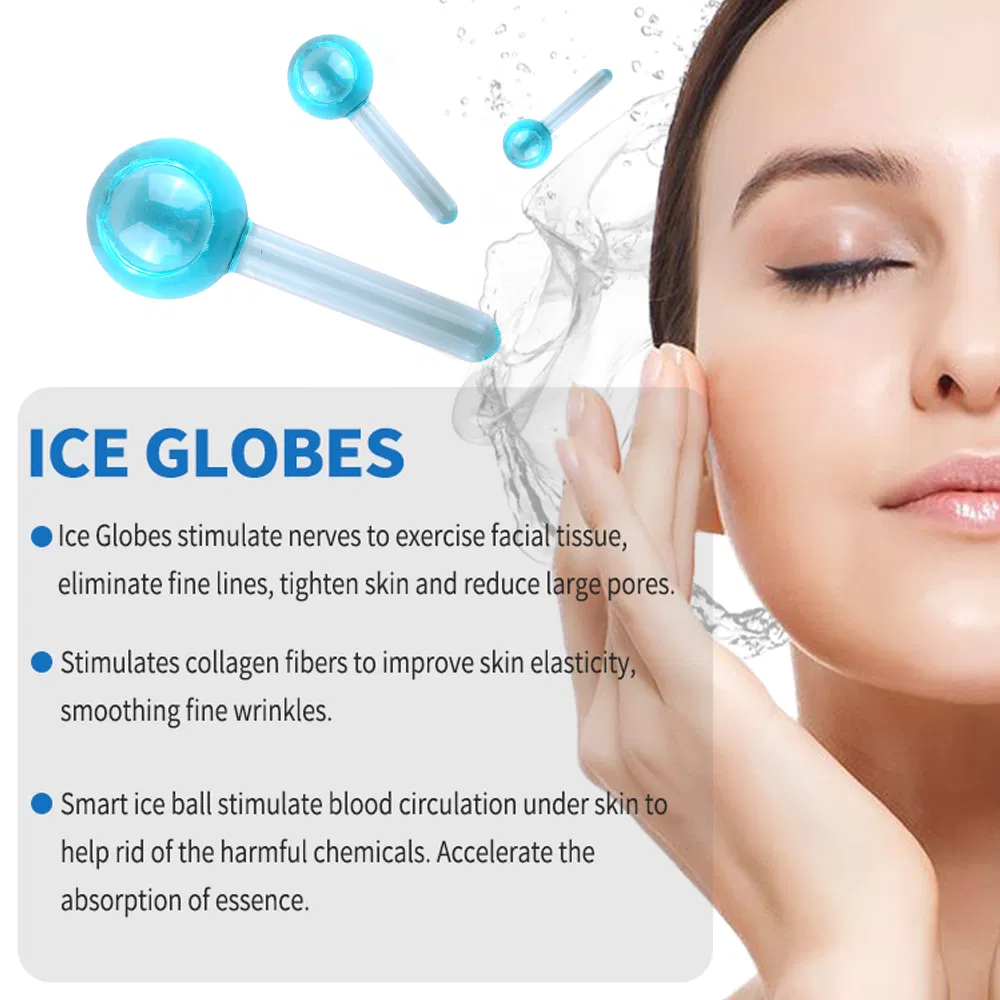 Blue Cooling Massager Gold Facial Cryo Ice Globes