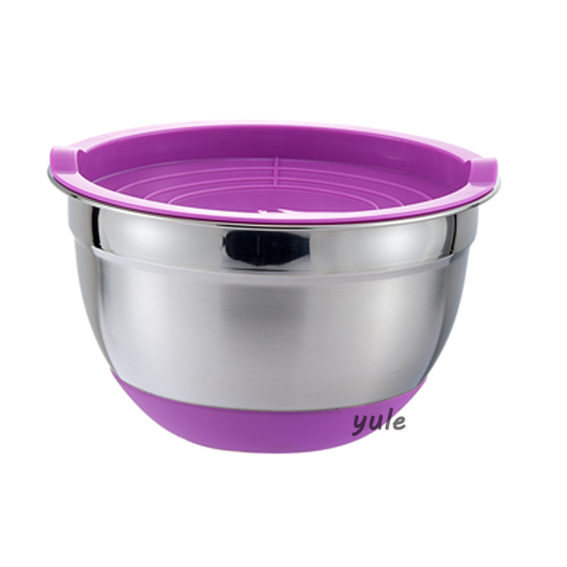 Colorful Silicone Bottom Stainless Steel Mixing Bowl