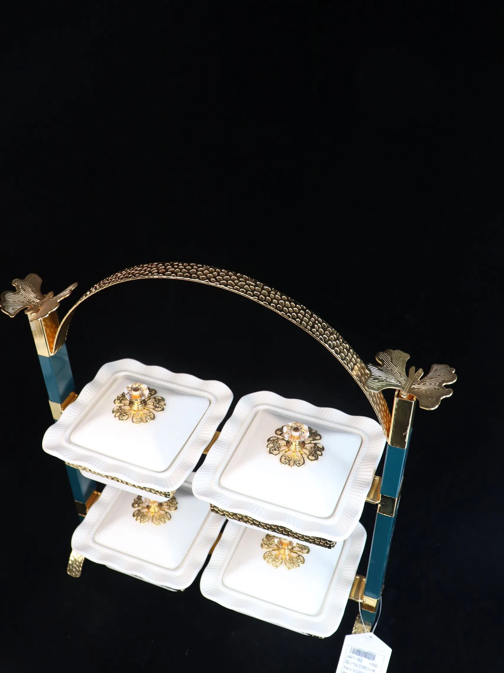New High-End Gold-Plated Ceramic Square Fruit Tray