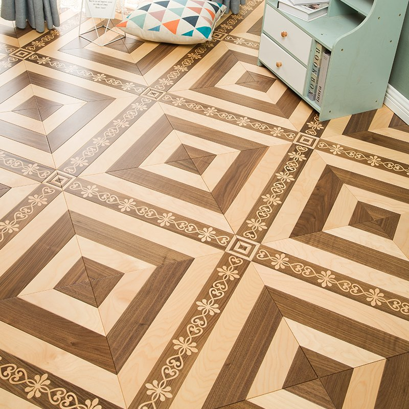 Artistic Parquet Flooring with Beaded Square Design