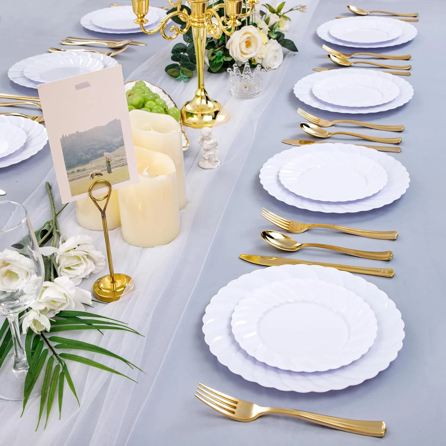Premium White Plastic Dessert Plates - 6 Inch Disposable Dinnerware
