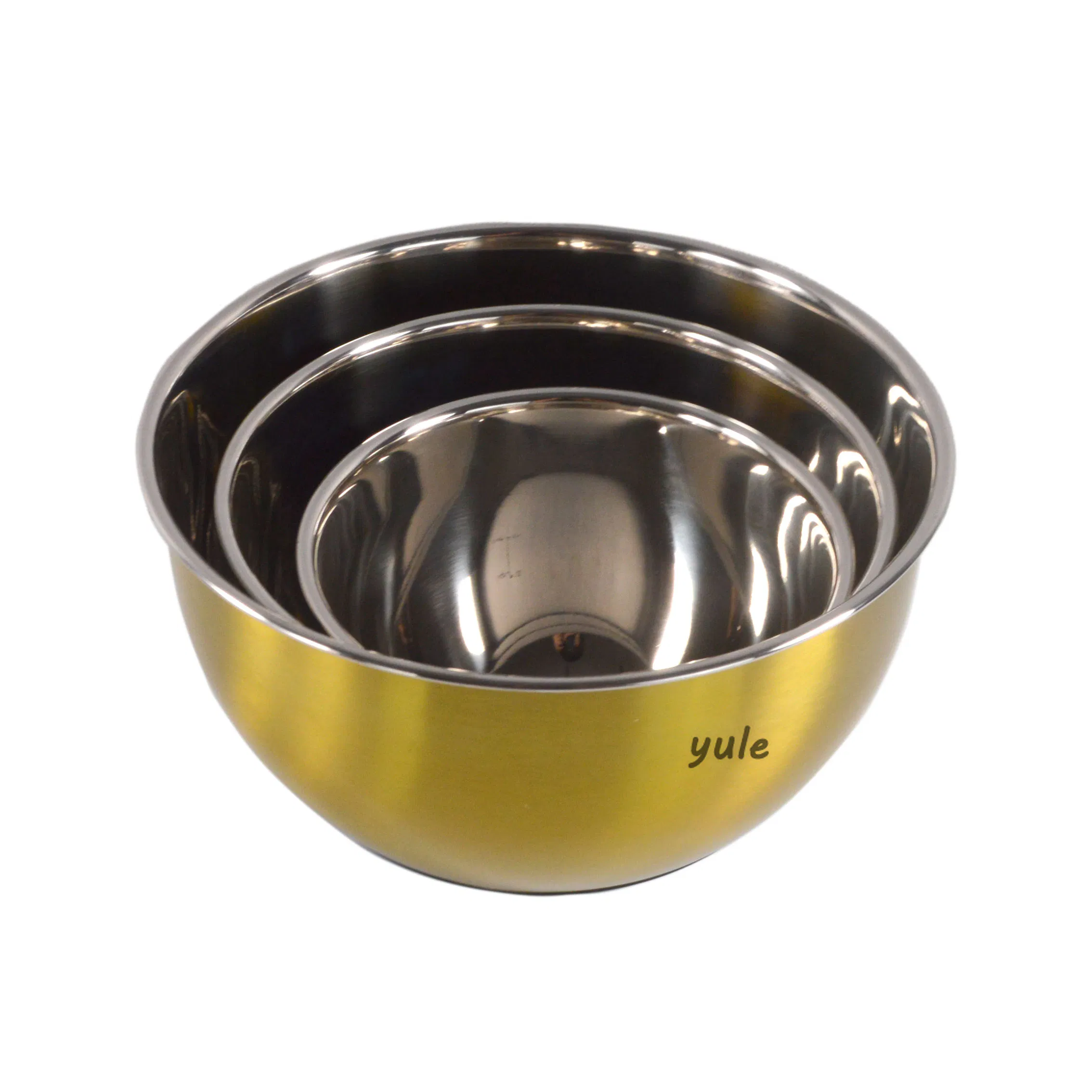 European Popular with Gold Coating Stainless Steel Mixing Bowl Deep Spray Paint Cuisine Accessories Salad Bowl with Silicone Bottom