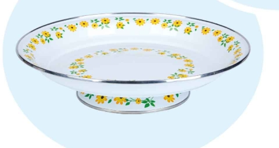 High-Footed Printed Enamel Fruit Plate