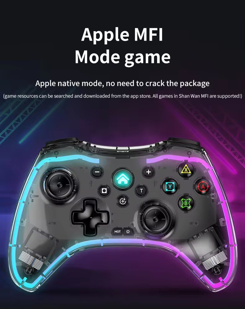 Прозрачный игровой геймпад RGB для Switch, Android, PC