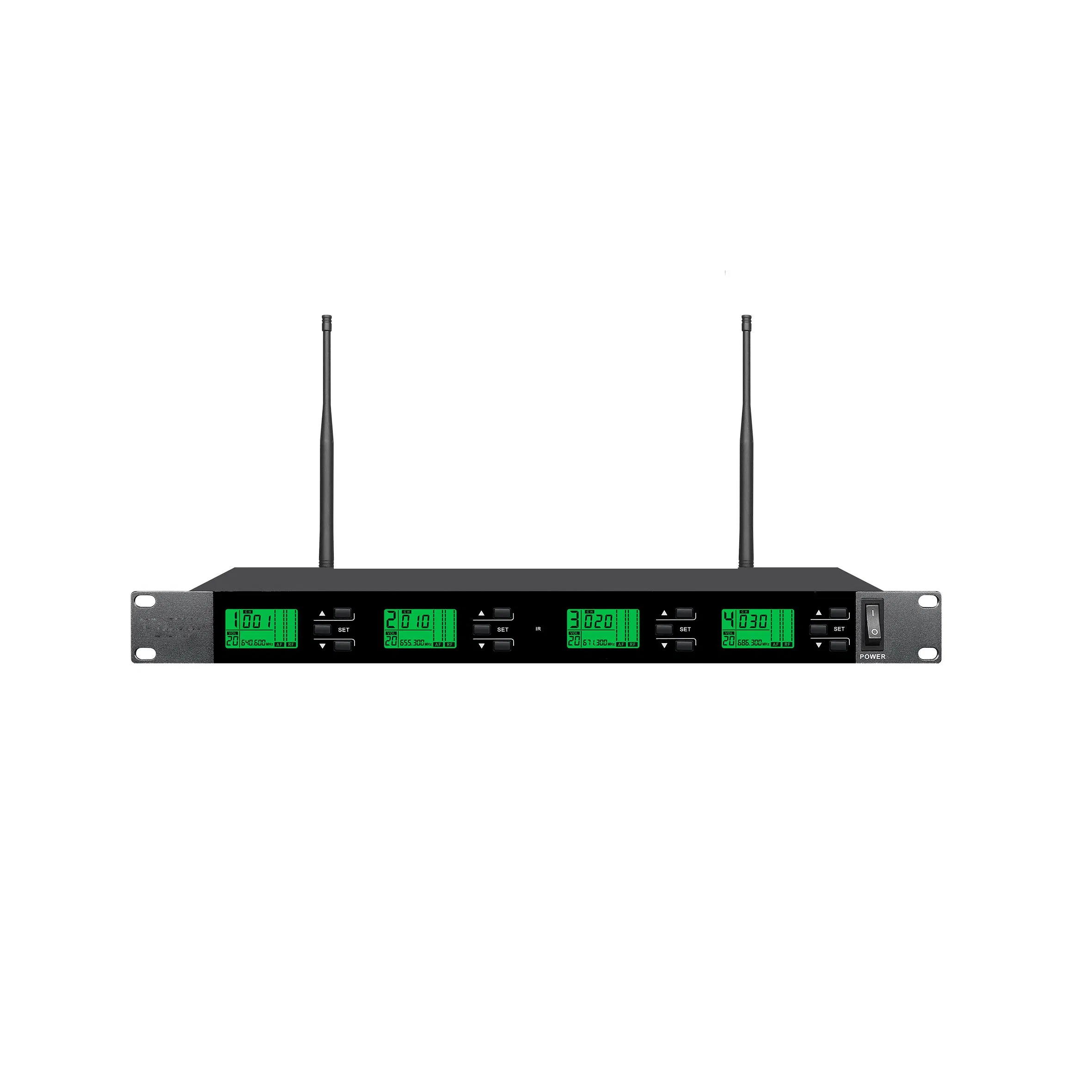 Built-in Feedback Suppressor 4-Channel UHF Wireless Belt Pack Microphone with Digital ID Identification Technology