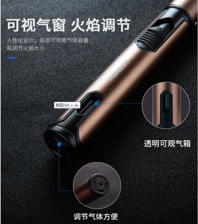 Custom Logo Wholesale Jofi Single Flame Jet Lighter Fire Lock Visible Gas Tank Slim Pen Shape Cigarette Cigar Lighters