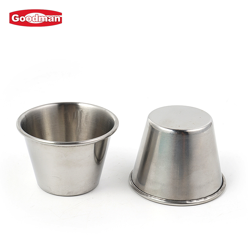 Food Grade Stainless Steel Round Dipping Sauce Cups for Restaurant 1.5oz
