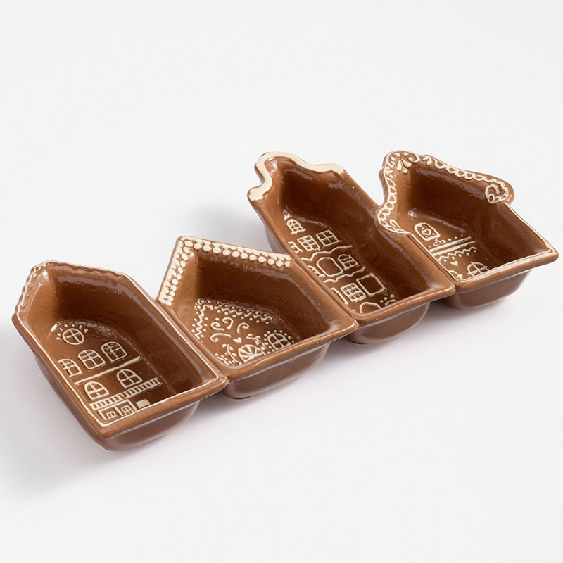 Gingerbread Man Shaped Ceramic Christmas Plate Handpainted Ceramic Cookies Plate Festive Decor