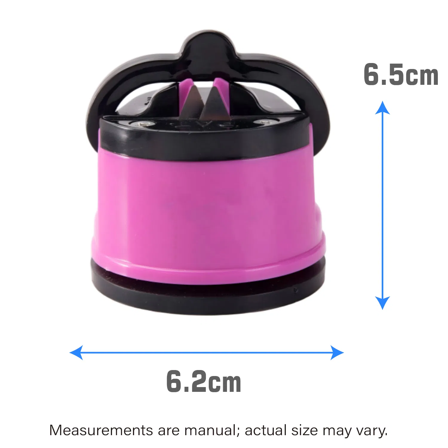 Pink Knife Sharpener Powergrip Suction Base 200X Force Increase Mini Size Fast 3 Step Sharpening for Most Kitchen Knives Tool