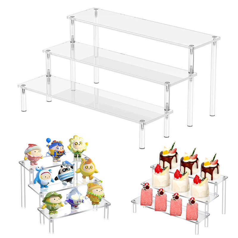 High Transparent Acrylic Perfume Display Stands Desktop Multi-Layer Trapezoidal Acrylic Display Shelf