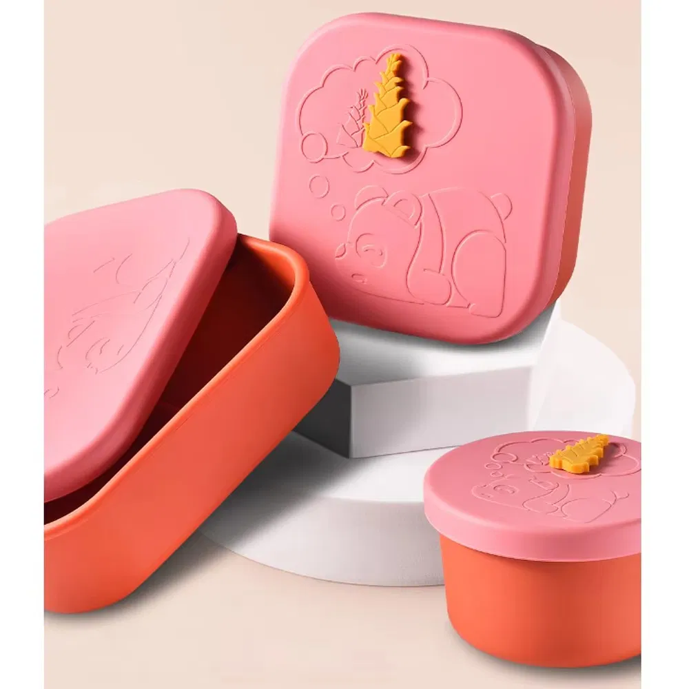 Custom Bowl Silicone Lunch Box Food Storage Container Bento Lunch Box Silicone Pink for Adult Silicone