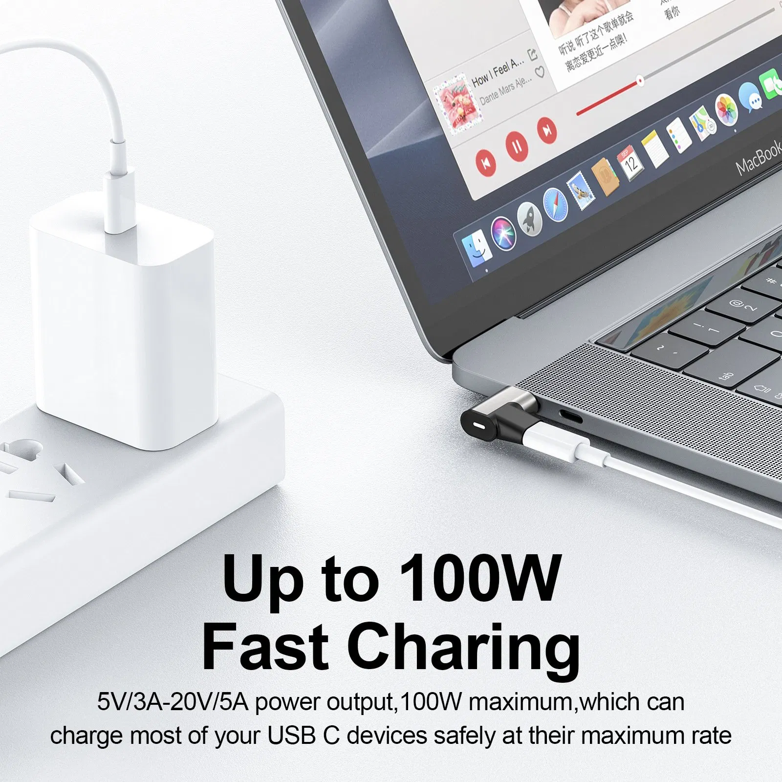 USB Type-C 3.1 Pd100W Magnetic Fast Charging Adapter for Smartphone Notebook MacBook