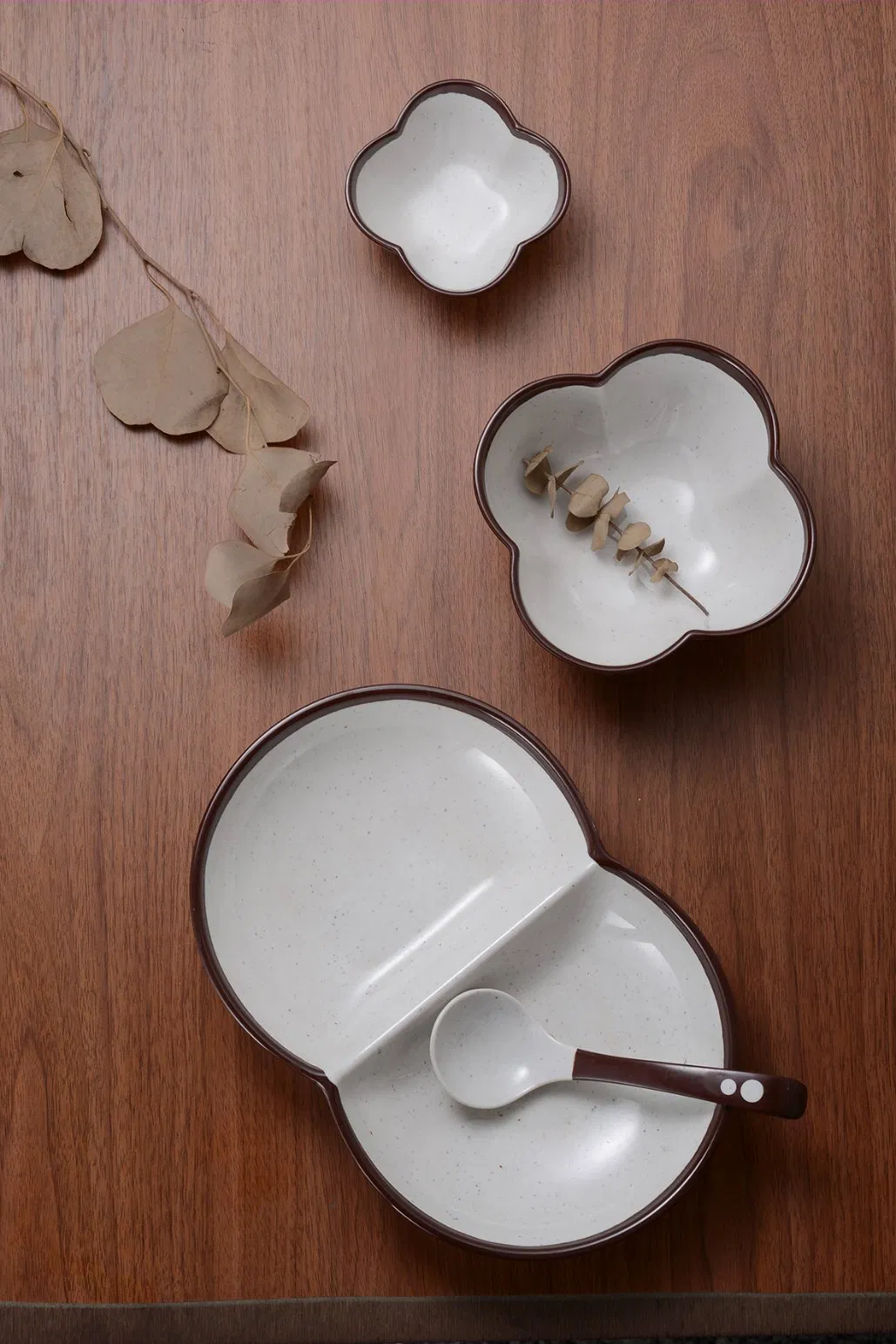 2-Divided Plate Melamine Tableware Curry Rice Plate Set Meal Plate