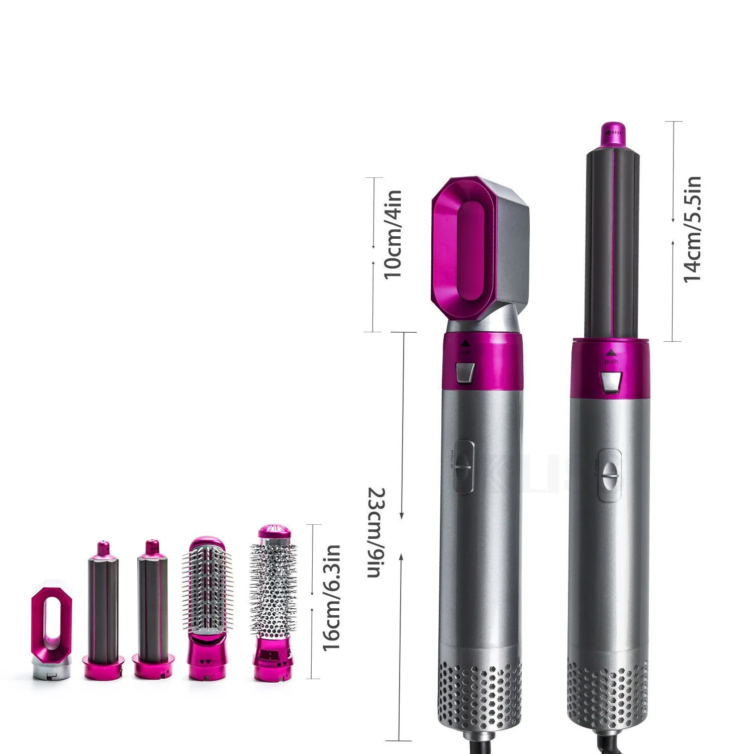5 in 1 Detachable Interchangeable Styler Comb Electric Hot Air Brush One Step Hair Dryer Brush