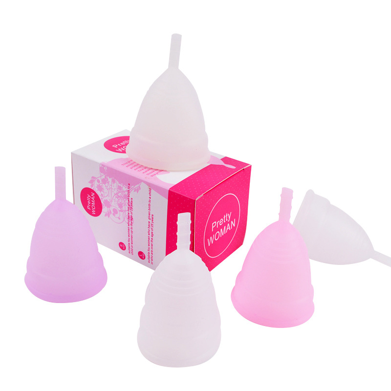 China Factory Reusable Period Menstrual Cup Registered 100% Medical Grade Silicone Organic with Handle