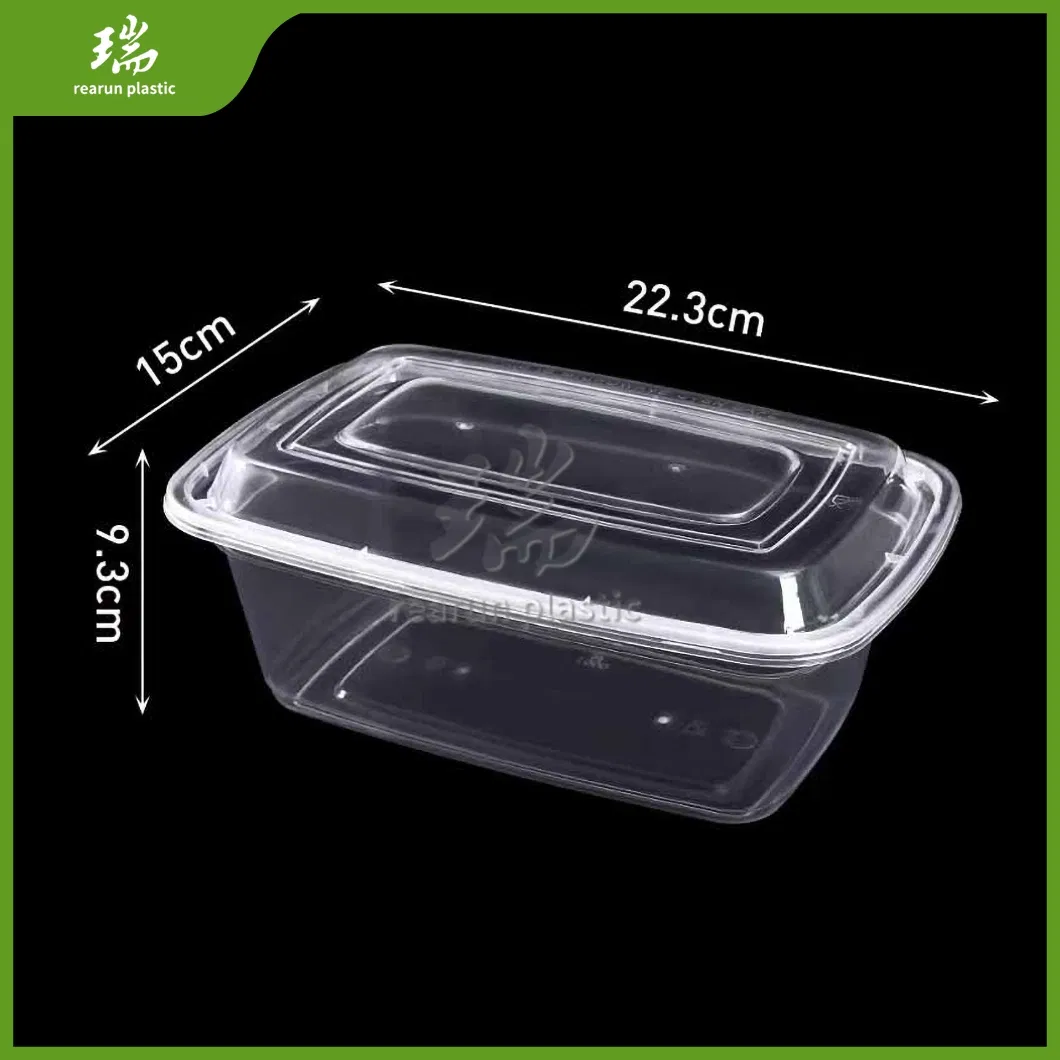 Rearun Disposable Black Lunch Box Suppliers Fast Food Container China American Style Takeaway Plastic Take out Food Containers