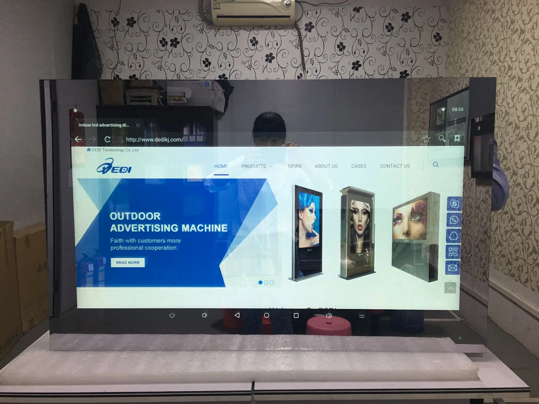 42 Inch Wall Mounting Interactive LCD Advertising Display with Magic Mirror Motion Sensor